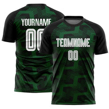 Charger l&#39;image dans la galerie, Custom Black White-Green Line Sublimation Soccer Uniform Jersey
