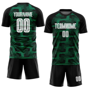 Custom Black White-Kelly Green Line Sublimation Soccer Uniform Jersey