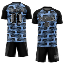 Charger l&#39;image dans la galerie, Custom Black Light Blue-White Line Sublimation Soccer Uniform Jersey
