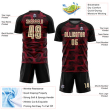 Charger l&#39;image dans la galerie, Custom Black Cream-Crimson Line Sublimation Soccer Uniform Jersey
