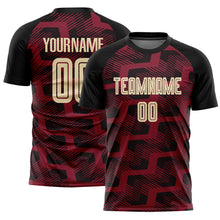 Charger l&#39;image dans la galerie, Custom Black Cream-Crimson Line Sublimation Soccer Uniform Jersey
