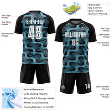 Charger l&#39;image dans la galerie, Custom Black White-Shadow Blue Line Sublimation Soccer Uniform Jersey
