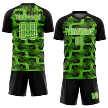 Charger l&#39;image dans la galerie, Custom Black Aurora Green-White Line Sublimation Soccer Uniform Jersey
