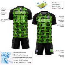 Charger l&#39;image dans la galerie, Custom Black Aurora Green-White Line Sublimation Soccer Uniform Jersey
