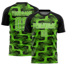 Charger l&#39;image dans la galerie, Custom Black Aurora Green-White Line Sublimation Soccer Uniform Jersey
