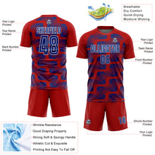 Charger l&#39;image dans la galerie, Custom Red Royal-White Line Sublimation Soccer Uniform Jersey
