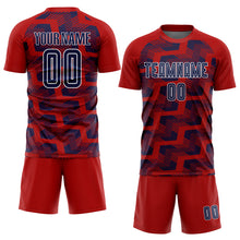 Charger l&#39;image dans la galerie, Custom Red Navy-White Line Sublimation Soccer Uniform Jersey
