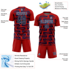 Charger l&#39;image dans la galerie, Custom Red Navy-White Line Sublimation Soccer Uniform Jersey
