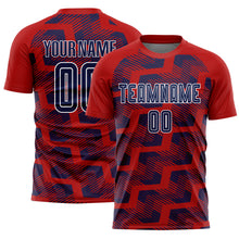 Charger l&#39;image dans la galerie, Custom Red Navy-White Line Sublimation Soccer Uniform Jersey
