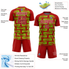 Charger l&#39;image dans la galerie, Custom Red Neon Green-White Line Sublimation Soccer Uniform Jersey
