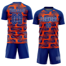 Laden Sie das Bild in den Galerie-Viewer, Custom Royal Orange-White Line Sublimation Soccer Uniform Jersey
