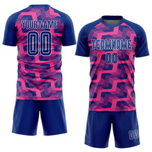 Laden Sie das Bild in den Galerie-Viewer, Custom Royal Pink-White Line Sublimation Soccer Uniform Jersey
