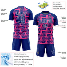 Laden Sie das Bild in den Galerie-Viewer, Custom Royal Pink-White Line Sublimation Soccer Uniform Jersey
