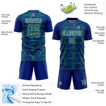 Laden Sie das Bild in den Galerie-Viewer, Custom Royal Teal-White Line Sublimation Soccer Uniform Jersey
