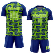 Charger l&#39;image dans la galerie, Custom Royal Neon Green-White Line Sublimation Soccer Uniform Jersey
