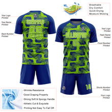 Charger l&#39;image dans la galerie, Custom Royal Neon Green-White Line Sublimation Soccer Uniform Jersey
