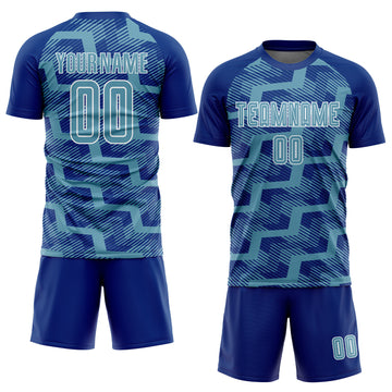 Custom Royal Shadow Blue-White Line Sublimation Soccer Uniform Jersey