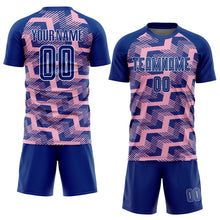 Laden Sie das Bild in den Galerie-Viewer, Custom Royal Light Pink-White Line Sublimation Soccer Uniform Jersey
