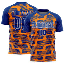 Загрузить изображение в средство просмотра галереи, Custom Royal Bay Orange-White Line Sublimation Soccer Uniform Jersey
