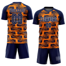 Charger l&#39;image dans la galerie, Custom Navy Bay Orange-White Line Sublimation Soccer Uniform Jersey
