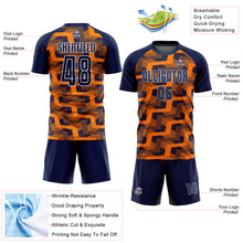 Charger l&#39;image dans la galerie, Custom Navy Bay Orange-White Line Sublimation Soccer Uniform Jersey
