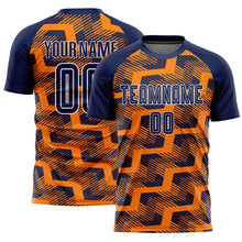 Charger l&#39;image dans la galerie, Custom Navy Bay Orange-White Line Sublimation Soccer Uniform Jersey
