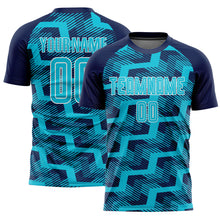 Charger l&#39;image dans la galerie, Custom Navy Lakes Blue-White Line Sublimation Soccer Uniform Jersey
