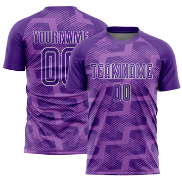 Custom Purple Medium Purple-White Line Sublimation Soccer Uniform Jersey