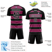 Laden Sie das Bild in den Galerie-Viewer, Custom Black Pink-White Geometric Shapes And Line Sublimation Soccer Uniform Jersey
