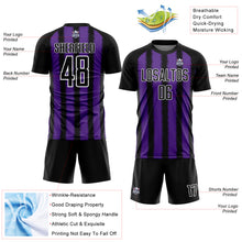 Laden Sie das Bild in den Galerie-Viewer, Custom Black Purple-White Line Sublimation Soccer Uniform Jersey
