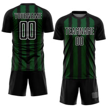 Laden Sie das Bild in den Galerie-Viewer, Custom Black Green-White Line Sublimation Soccer Uniform Jersey
