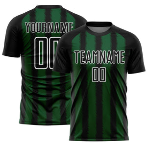 Custom Black Green-White Line Sublimation Soccer Uniform Jersey