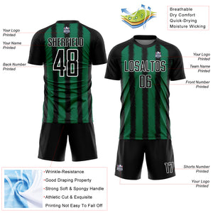 Custom Black Kelly Green-White Line Sublimation Soccer Uniform Jersey