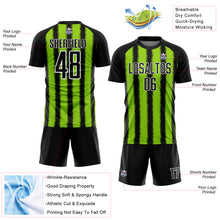 Laden Sie das Bild in den Galerie-Viewer, Custom Black Neon Green-White Line Sublimation Soccer Uniform Jersey
