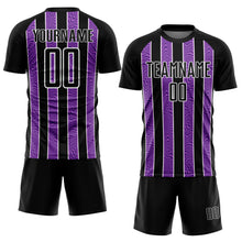 Load image into Gallery viewer, Custom Black Purple-White Line Sublimation Soccer Uniform Jersey
