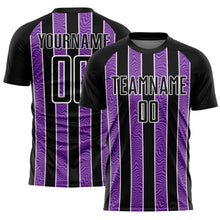 Load image into Gallery viewer, Custom Black Purple-White Line Sublimation Soccer Uniform Jersey
