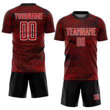 Load image into Gallery viewer, Custom Red Black-White Line Sublimation Soccer Uniform Jersey
