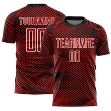 Load image into Gallery viewer, Custom Red Black-White Line Sublimation Soccer Uniform Jersey
