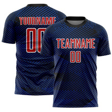 Laden Sie das Bild in den Galerie-Viewer, Custom Royal Red-Black Line Sublimation Soccer Uniform Jersey
