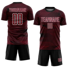 Load image into Gallery viewer, Custom Crimson Black-White Line Sublimation Soccer Uniform Jersey
