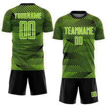 Load image into Gallery viewer, Custom Neon Green Black-White Line Sublimation Soccer Uniform Jersey
