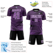 Laden Sie das Bild in den Galerie-Viewer, Custom Medium Purple Black-White Line Sublimation Soccer Uniform Jersey
