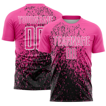 Custom Pink Black-White Abstract Fragment Art Sublimation Soccer Uniform Jersey