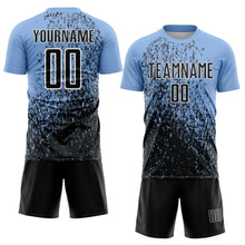 Load image into Gallery viewer, Custom Light Blue Black-White Abstract Fragment Art Sublimation Soccer Uniform Jersey
