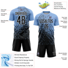 Load image into Gallery viewer, Custom Light Blue Black-White Abstract Fragment Art Sublimation Soccer Uniform Jersey
