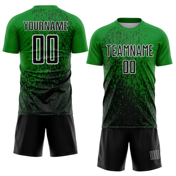 Custom Grass Green Black-White Abstract Fragment Art Sublimation Soccer Uniform Jersey