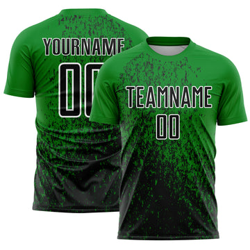 Custom Grass Green Black-White Abstract Fragment Art Sublimation Soccer Uniform Jersey