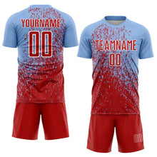 Load image into Gallery viewer, Custom Light Blue Red-White Abstract Fragment Art Sublimation Soccer Uniform Jersey
