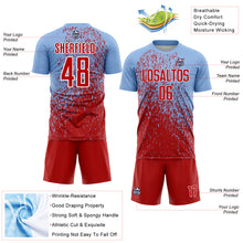 Load image into Gallery viewer, Custom Light Blue Red-White Abstract Fragment Art Sublimation Soccer Uniform Jersey
