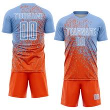 Load image into Gallery viewer, Custom Light Blue Orange-White Abstract Fragment Art Sublimation Soccer Uniform Jersey
